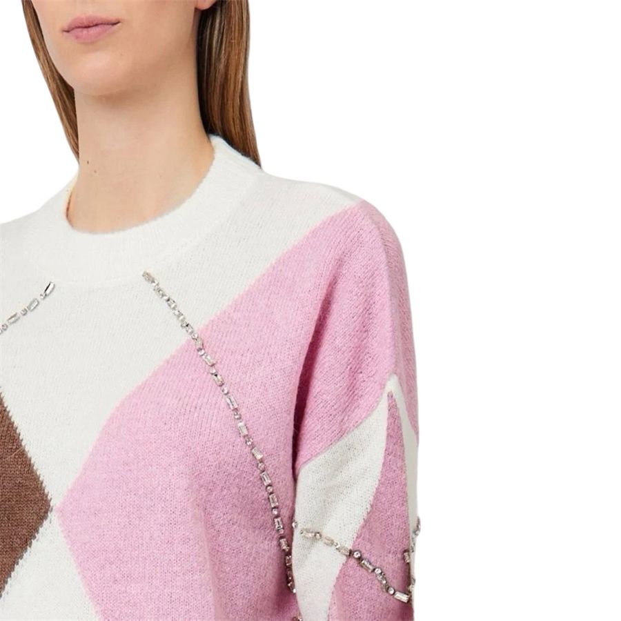Maglia Argyle con ricami gioiello da donna Liu Jo | WF6184MA15RL9197
